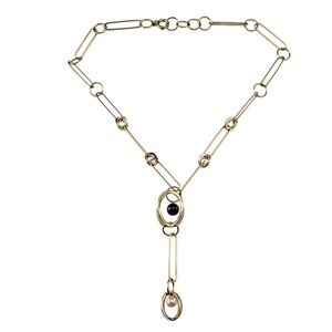 14 Karat Yellow Gold Pearl Large Link "Y" Necklace #21457